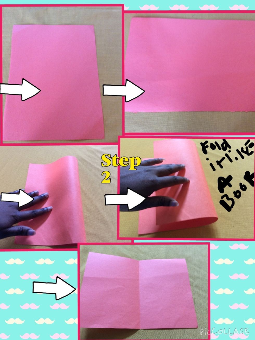 We are going to make the template.Get 1 piece of construction paper,flip it horizontally and fold it like a book.