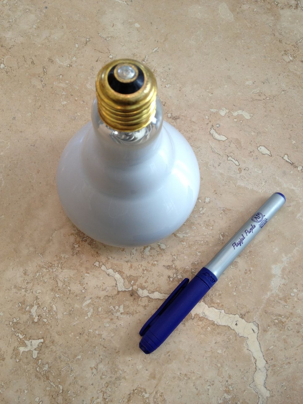 We are going to tramp-stamp our bulbs! I have decided I like a good purple sharpie for this step.