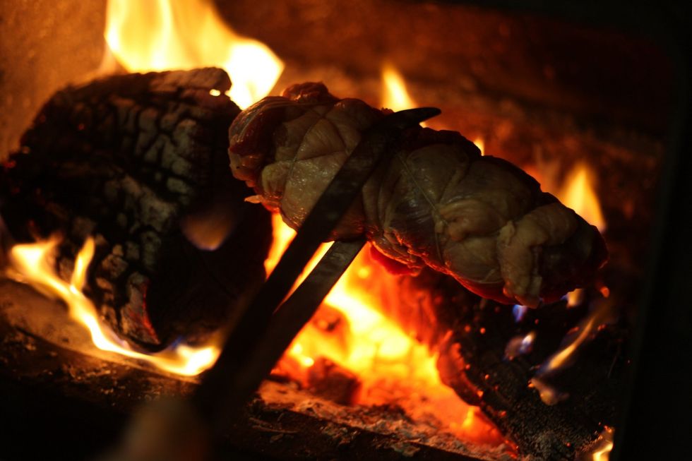 We are not cooking this over the fire but giving it a nice burnt charcoal flavour. If you don't have a fireplace you may ignore the next few steps. Or place on a hot coal BBQ.