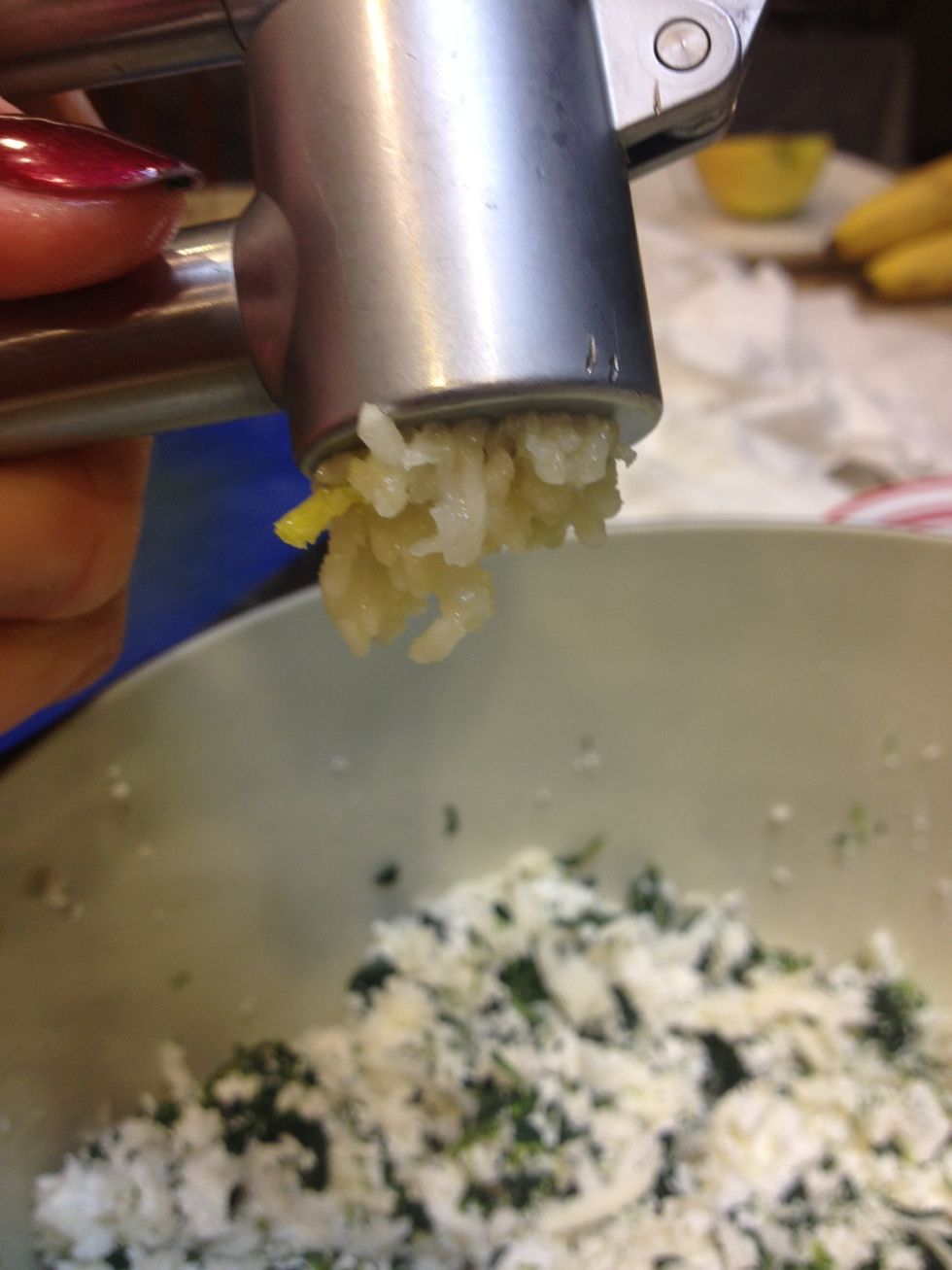 We are using 3 garlic cloves add into the mixture and mix