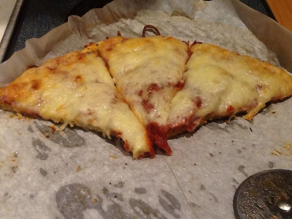 We both liked this crust. Wrap any leftovers.  It is great cold for lunch.