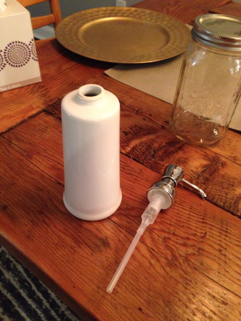 We bought a few soap dispensers on sale that had tops we liked.