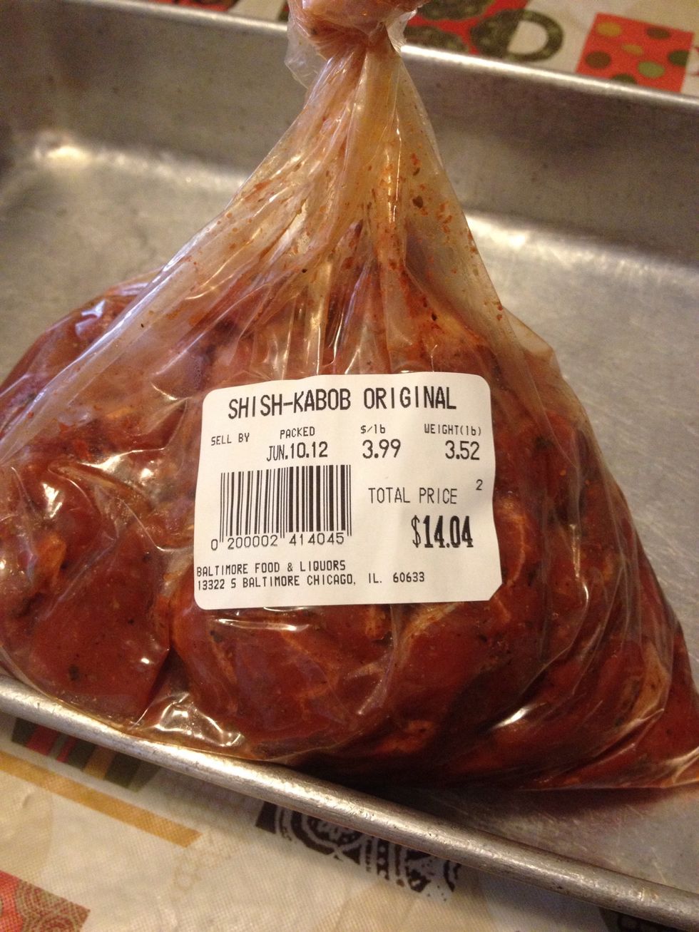 We buy our shiskabob meat (lamb) already prepared from our favorite butcher. We just cannot marinade it the same, so for US this MUST be store bought! (let me know if you have a good marinade!)