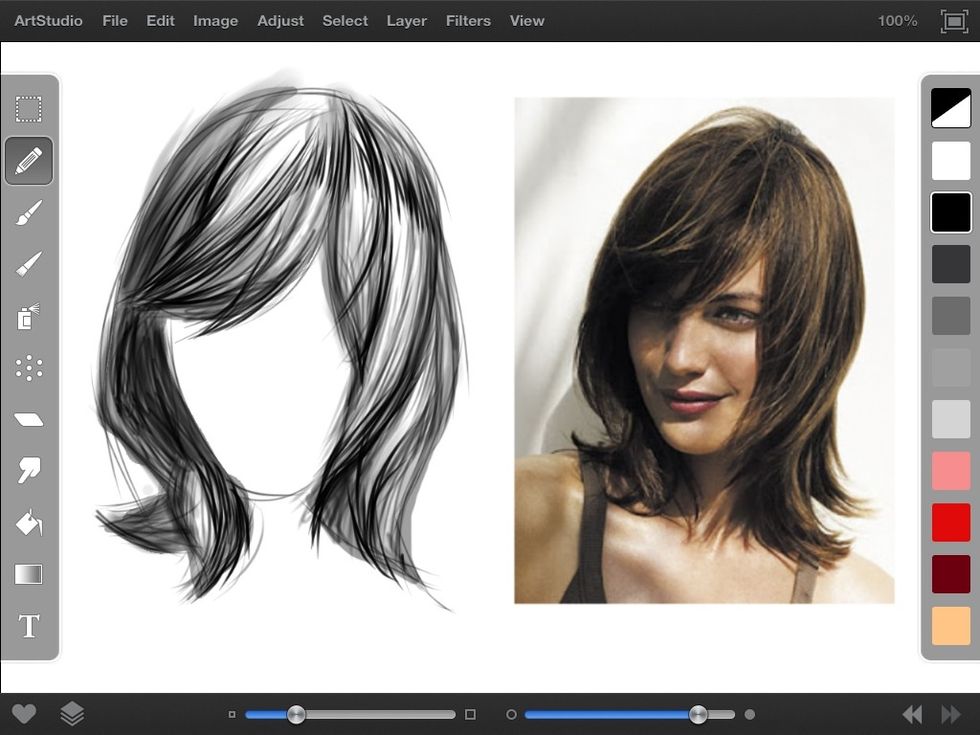 We can now move onto adding darker strokes of hair. Strokes will be much closer together in the darkest areas and not so close and few in the areas of light.