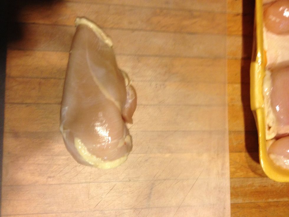 We chose to De-fat the chicken breast before whacking