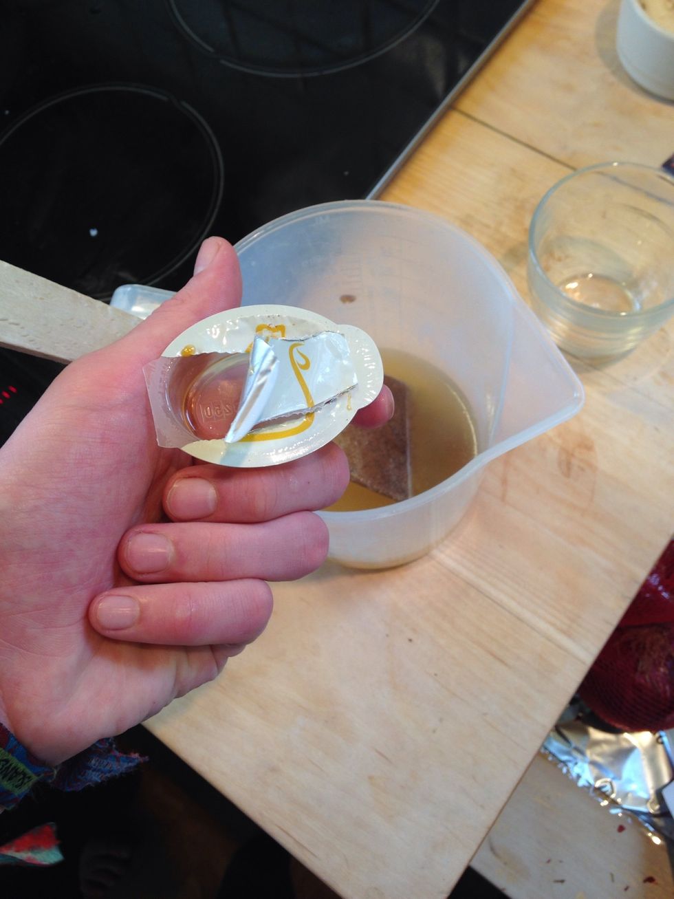 We didn't have any home made chicken stock this week but add a stock cube to water and add to the mix