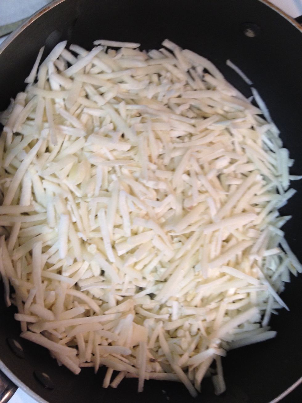 we emptied the bag of hash browns into a frying pan, and prepared them according to the directions on the bag.