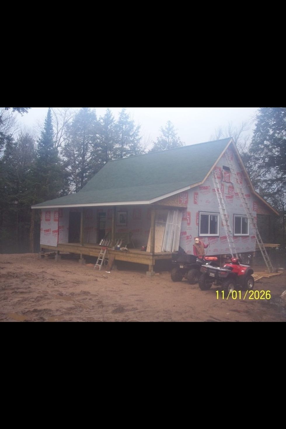 We finish the deck and shingling the roof.