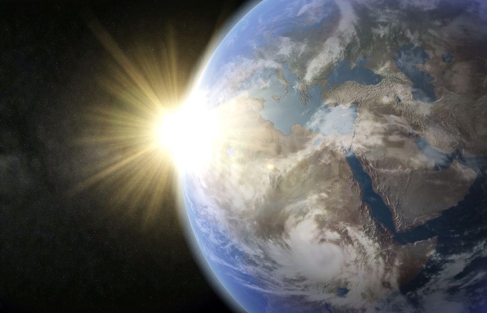 We get seasons because the earth is on an axis of 23.5 degrees and since it is revolving around the sun which means that the sunlightwill be hitting the earth at different angles which creates seasons