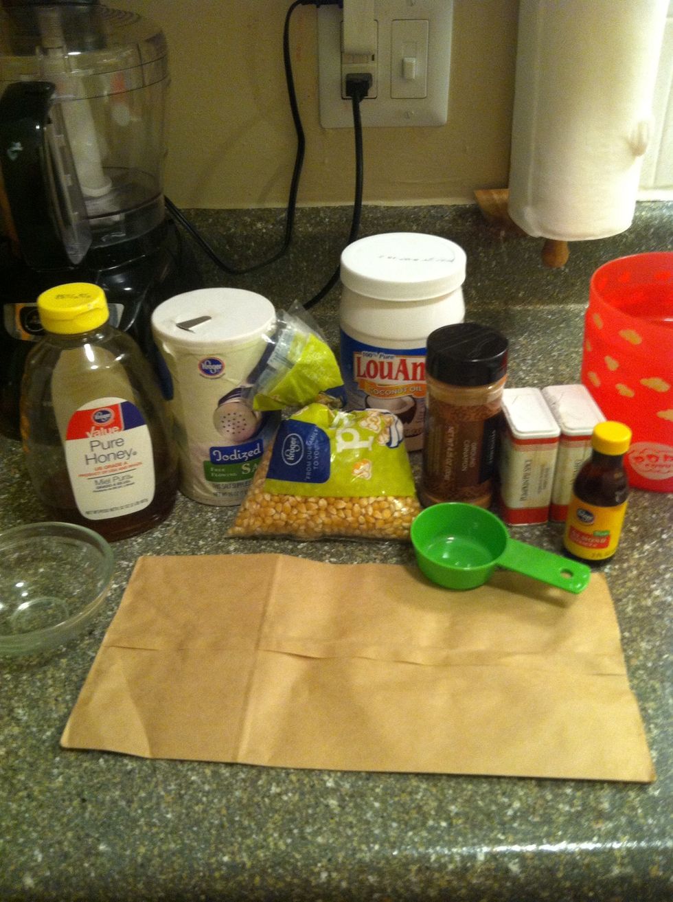 We like sweet popcorn, so we chose honey, cinnamon, pumpkin pie spice, nutmeg, salt and almond extract. I also added agave later.