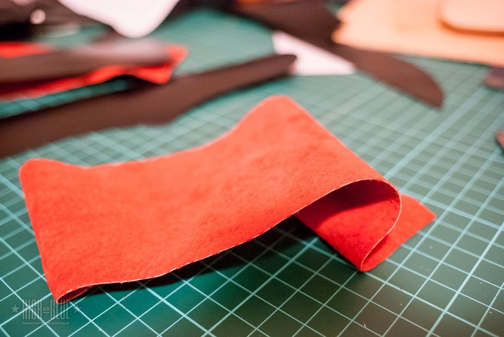 We'll need the lining for the spine part that we just cut out. Cut a piece that's larger than the spine and you'll be able to trim that once you glued it in place.