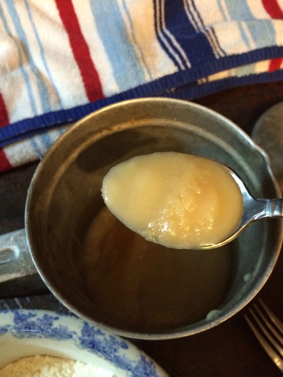 We need 1/3 cup of fat and 5 1/3 tablespoons is the same amount. So add that to flour mix.