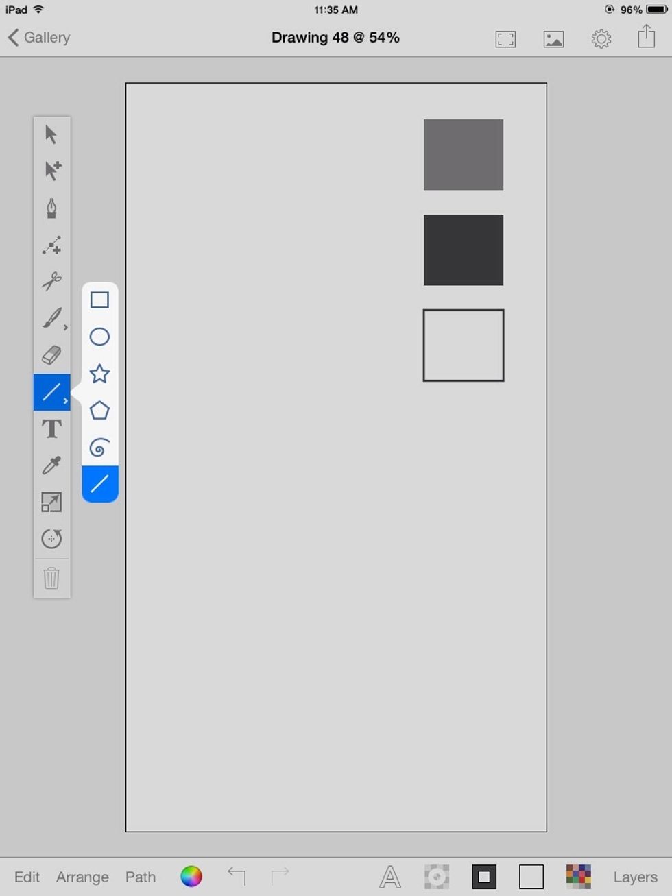 We need some reference lines. Create a line with about 4.5pt thickness.