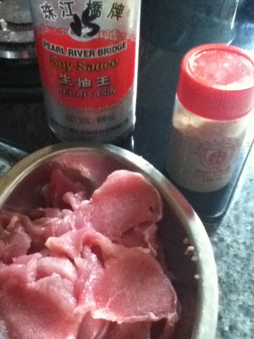 we need soy sauce and white pepper powder to marinate the pork