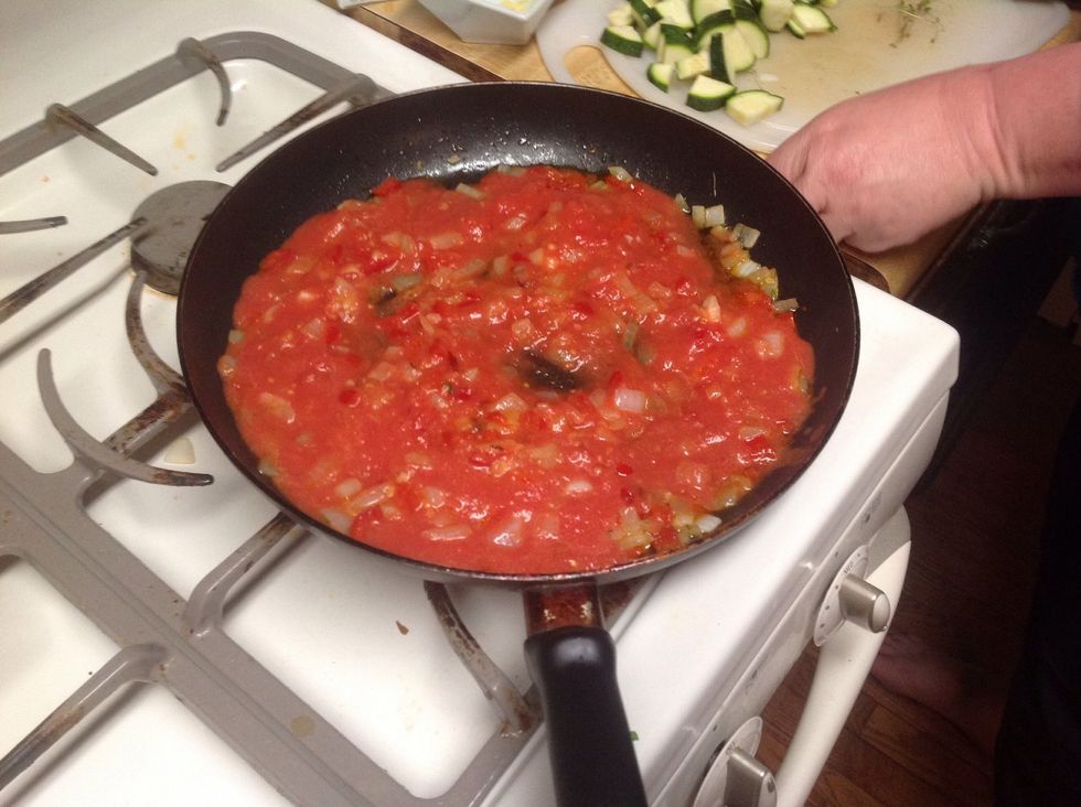 we pureed the tomatoes. put that in with herbs and garlic!