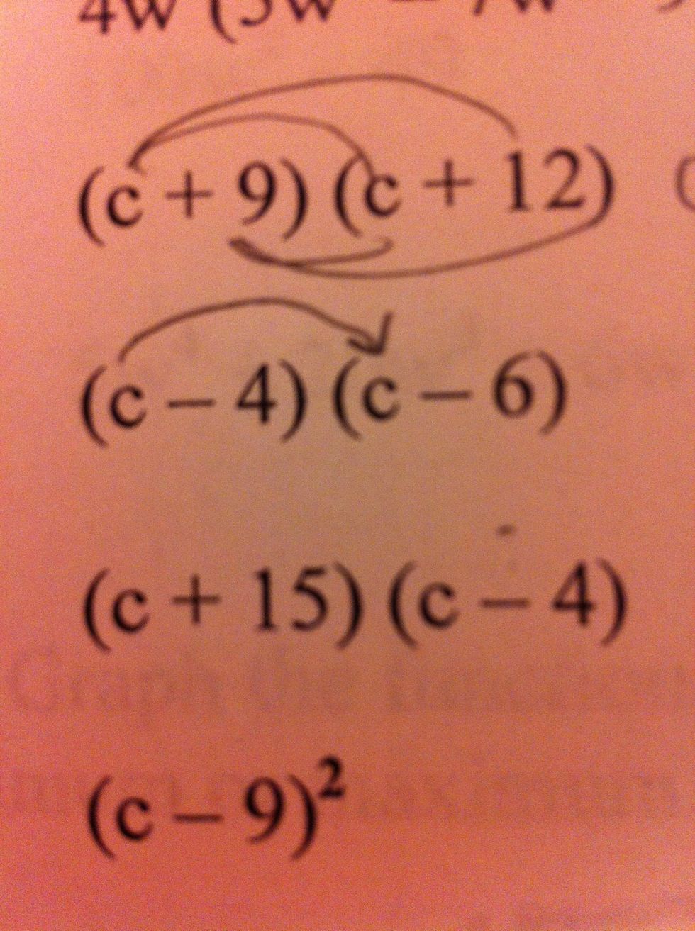 We're going to multiply the FIRST terms whichll be c^2 (c squared)