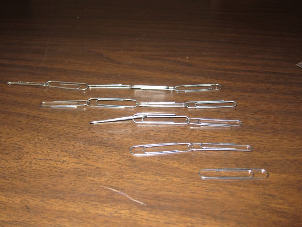 We're going to try lifting 1, 2, 3, 4, and 5 paper clips.