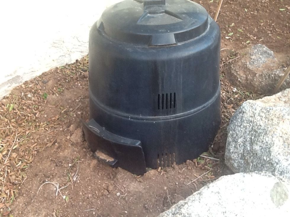 We use this type to compost container, you can use an area in the dirt, a tumbling kind of compost container or even a trash barrel will work.