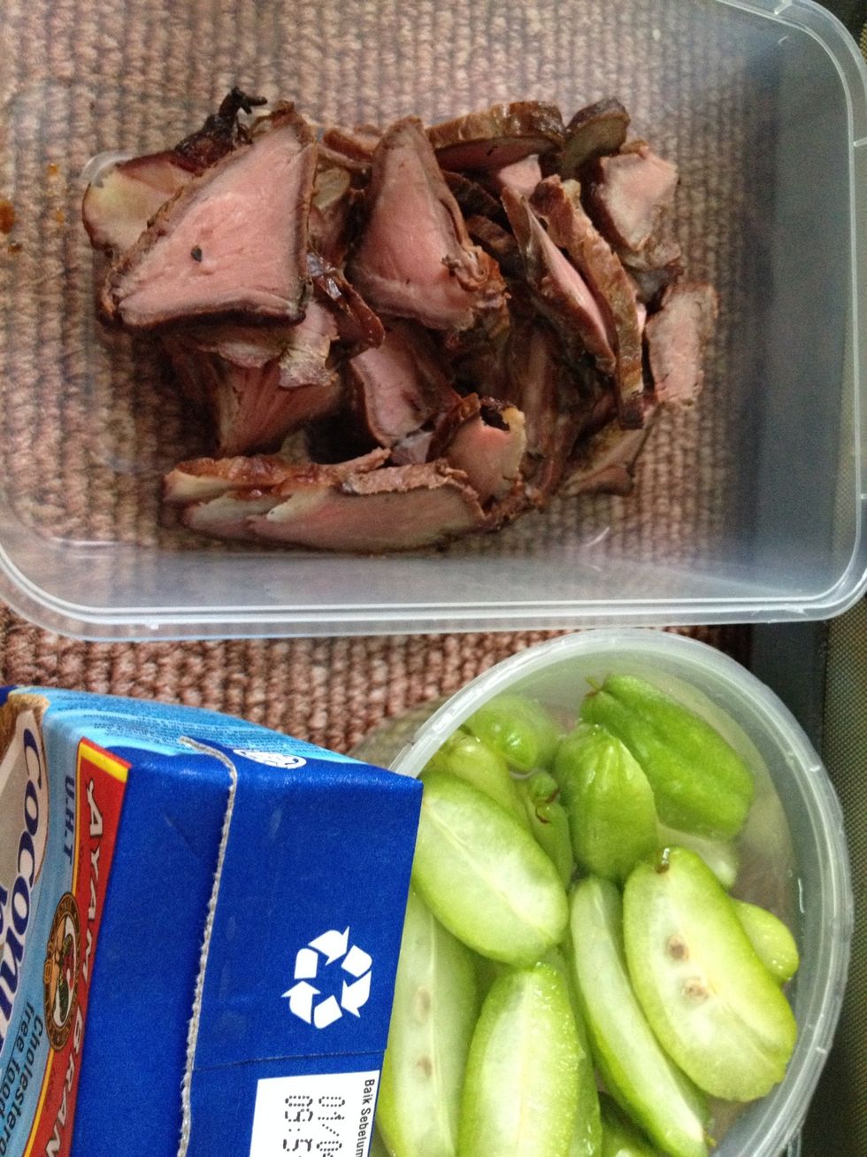 We used instant coconut milk, u can use the real one, it'll be the thick milky juice extract from the flesh of 1/2 coconut flesh (use the hard one, soft is a nono..thats from young coconut)