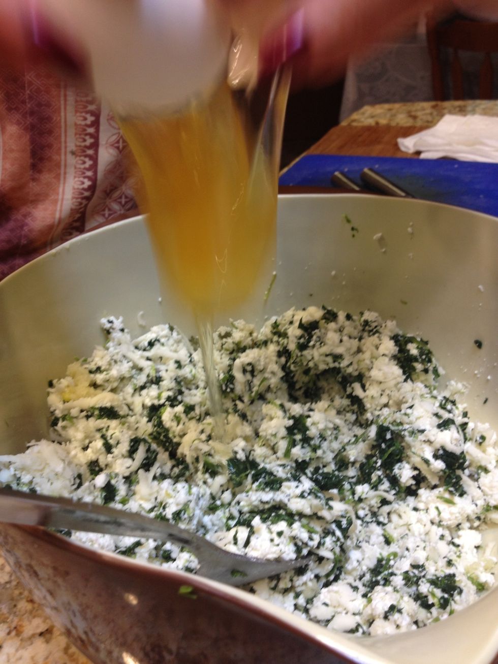 We used one egg for this batch, but you should eye it to see if you need more- mix well