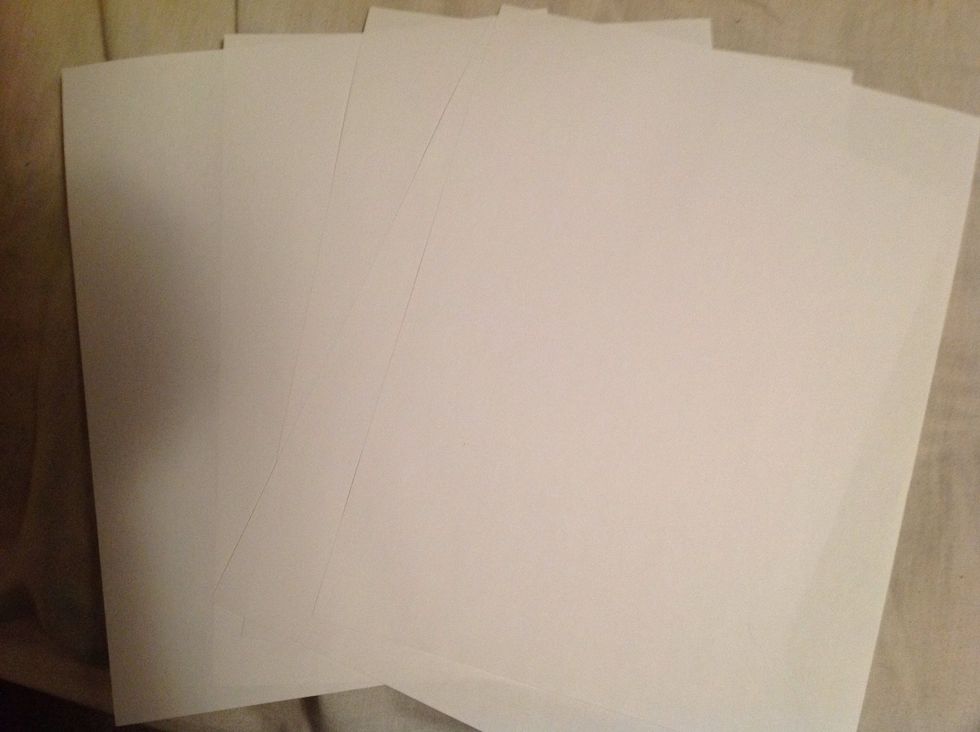 We want to make the main body of the crossbow now so you need five sheets of paper.