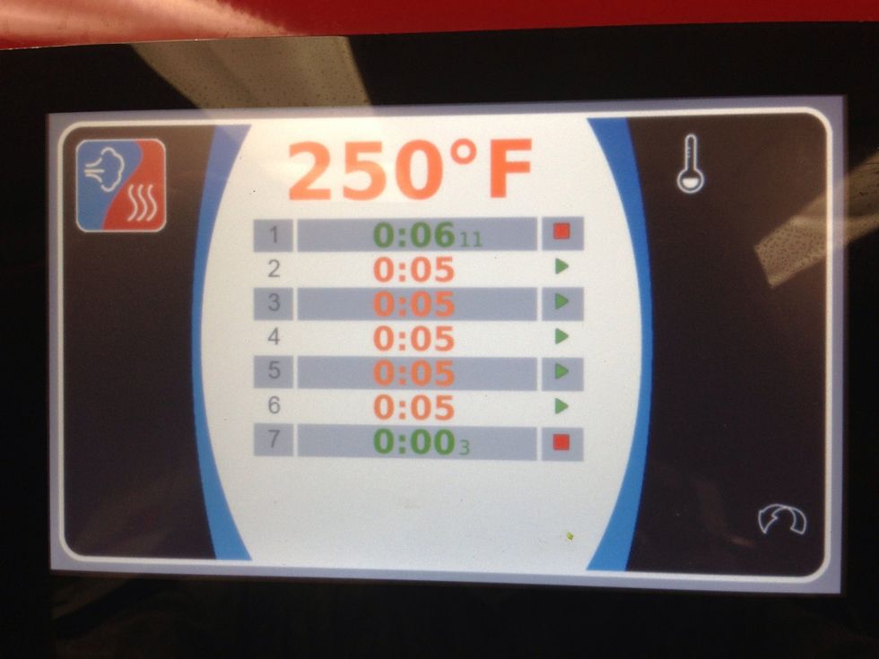 We will be using the shelf timer to keep track of all our items in the oven. Set the onions and potato to 10 minutes.