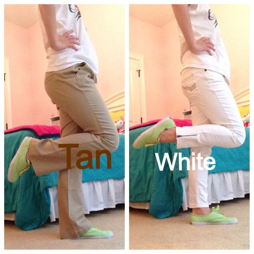 Wear colors that compliment the color of your Keds. Think of it as trying to match together your favorite marker color combo. For me, I like white and tan, they match well with my lime green Keds.\ud83c\udfa8