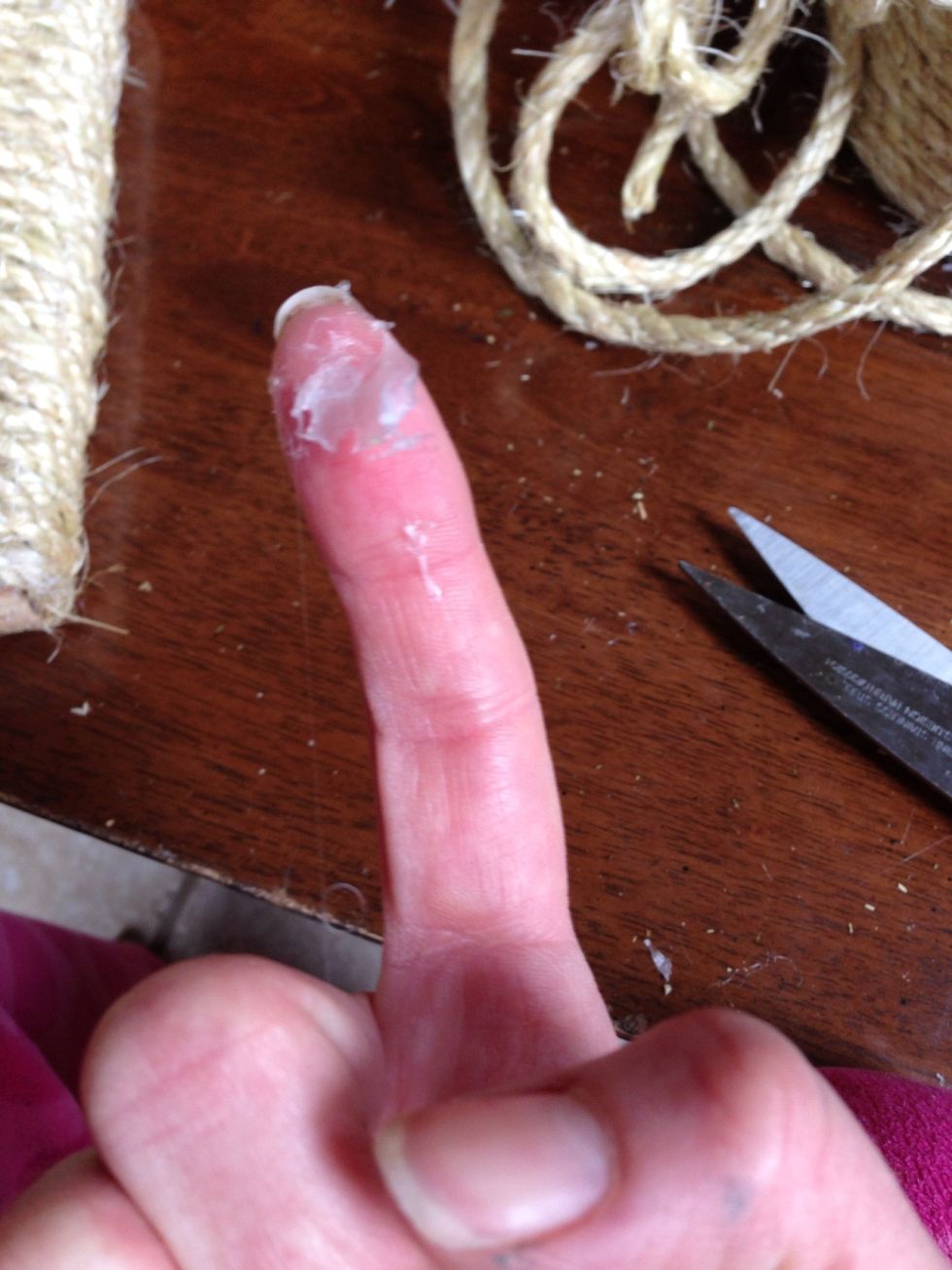 Wear gloves if you have sensitive fingers. You WILL get glue on them, and the sisal is pretty rough.
