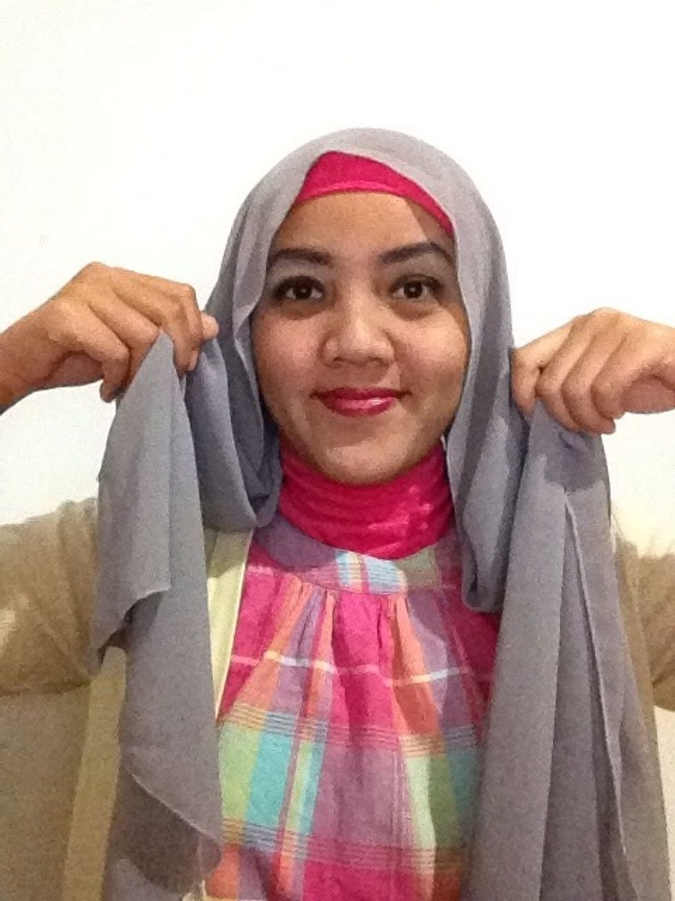 Wear your chiffon shawl with one side longer than the other