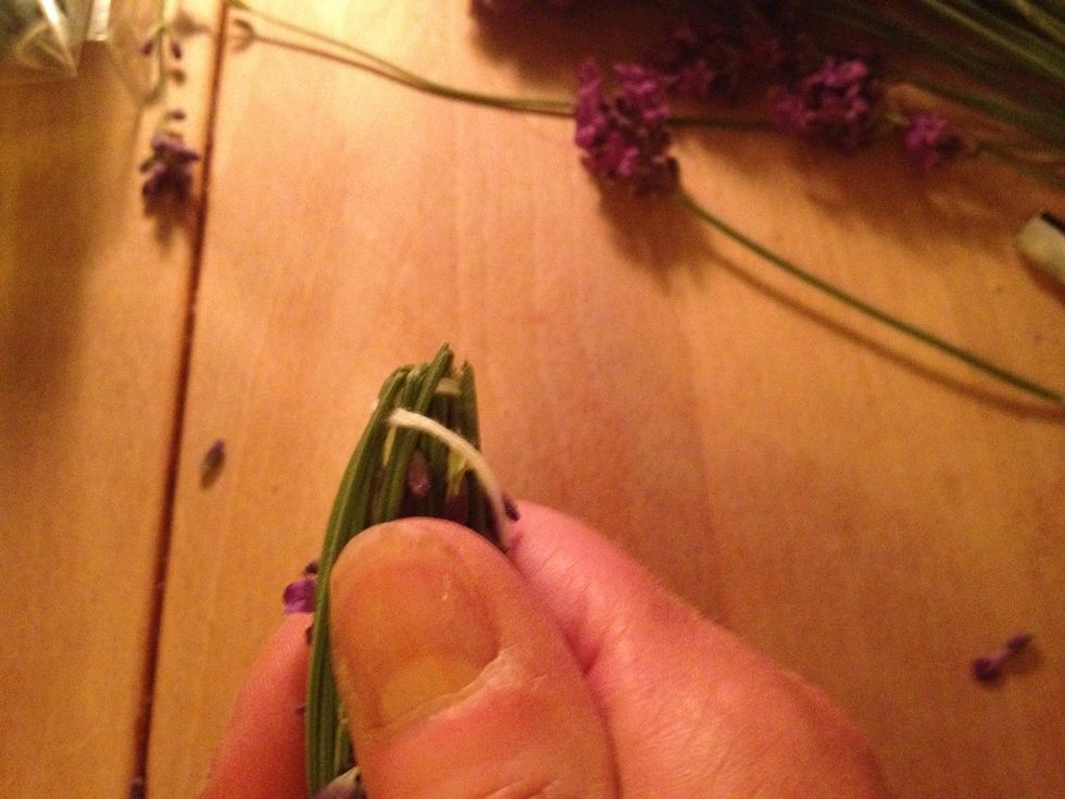 Weave as tight as you can, because the flowers will shrink as they dry. You can use thin ribbons instead of string. My string is embroidery cotton.