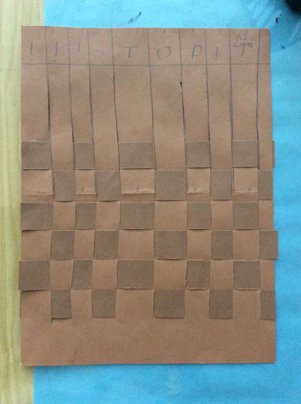 Weaving - under, over, repeat. Do the opposite for the next row. rowrowoverrepeat.