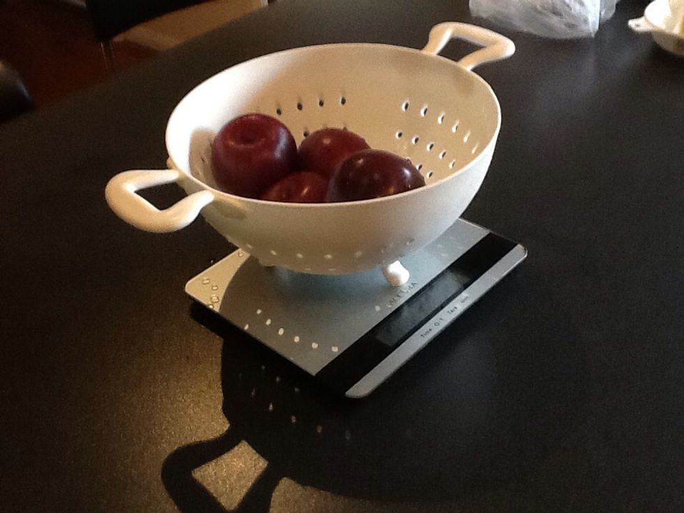 Weigh 750 grams of plums