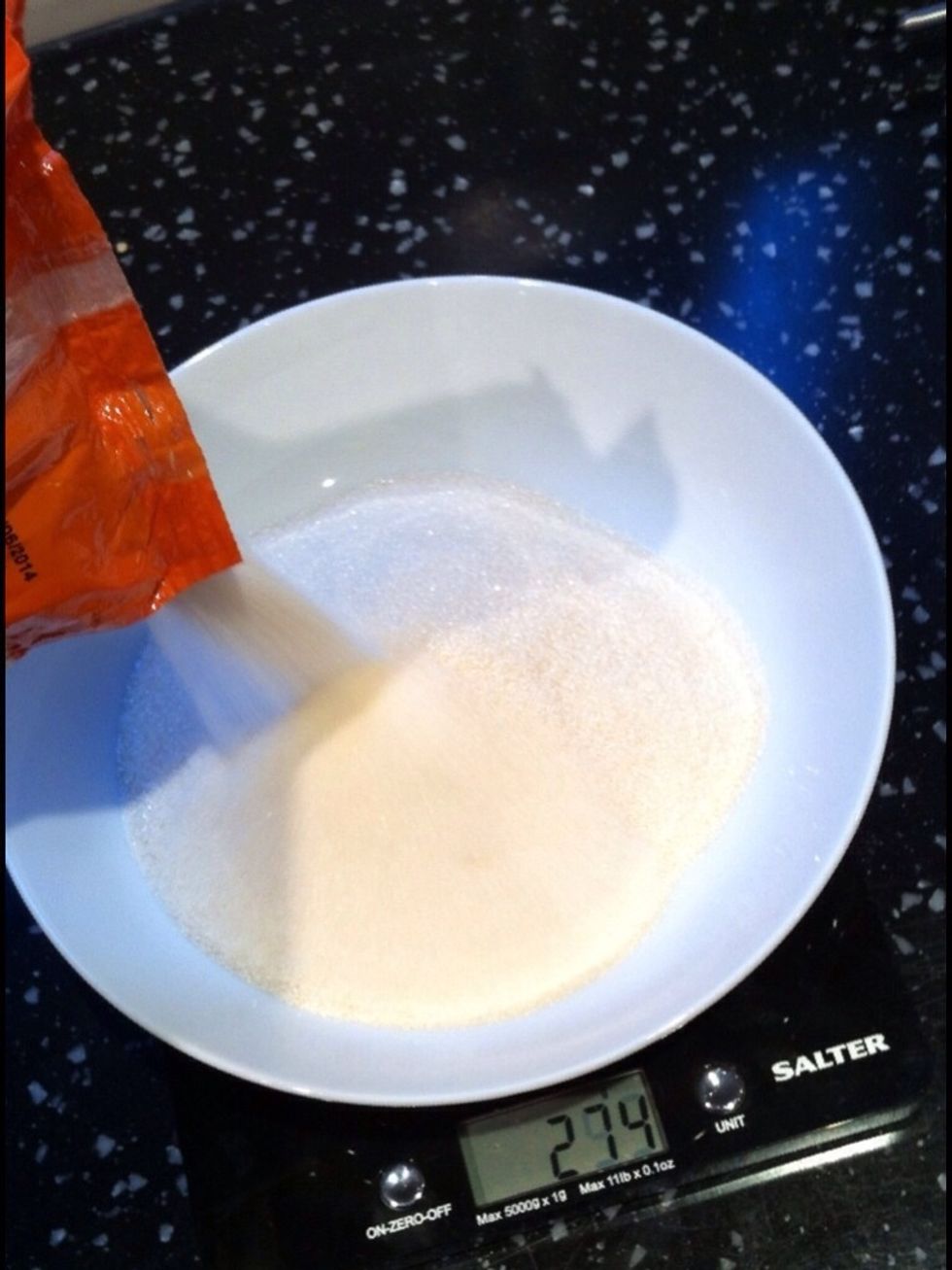Weigh out sugar