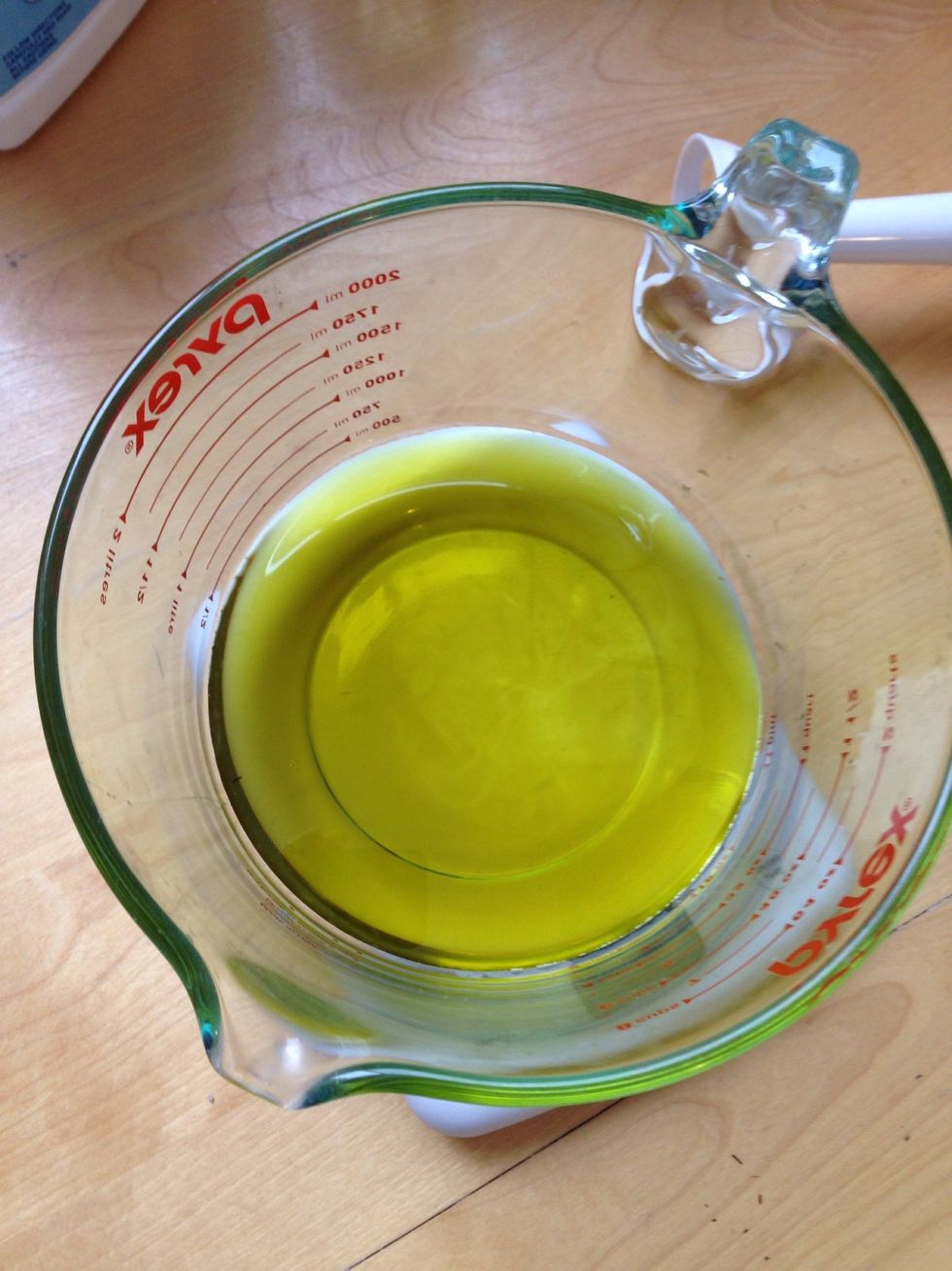 Weigh out the olive oil and castor oil. Combine in a glass bowl. Note: ensure you weigh your ingredients accurately. Soap making is more a science than an art.