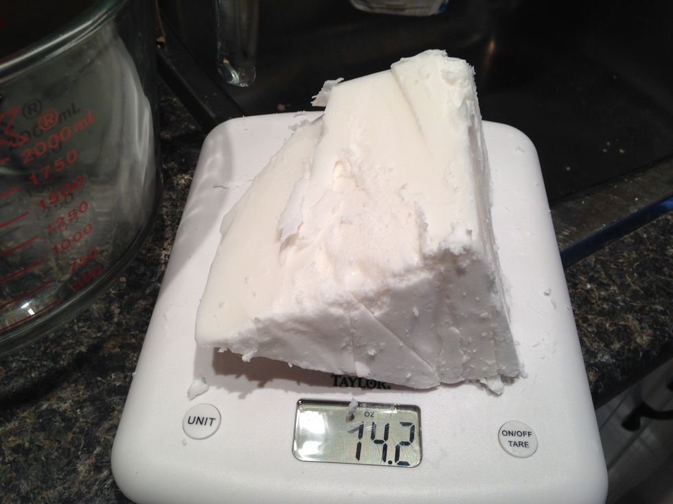 Weigh your white soap. You would like as close to 14 ounces as possible.