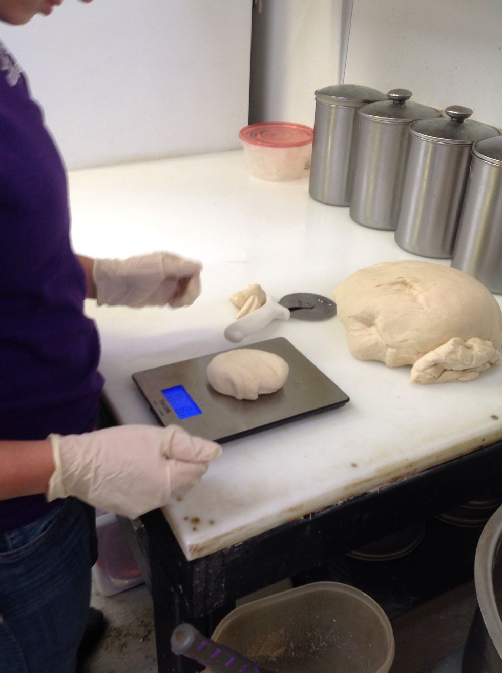 Weighing the dough