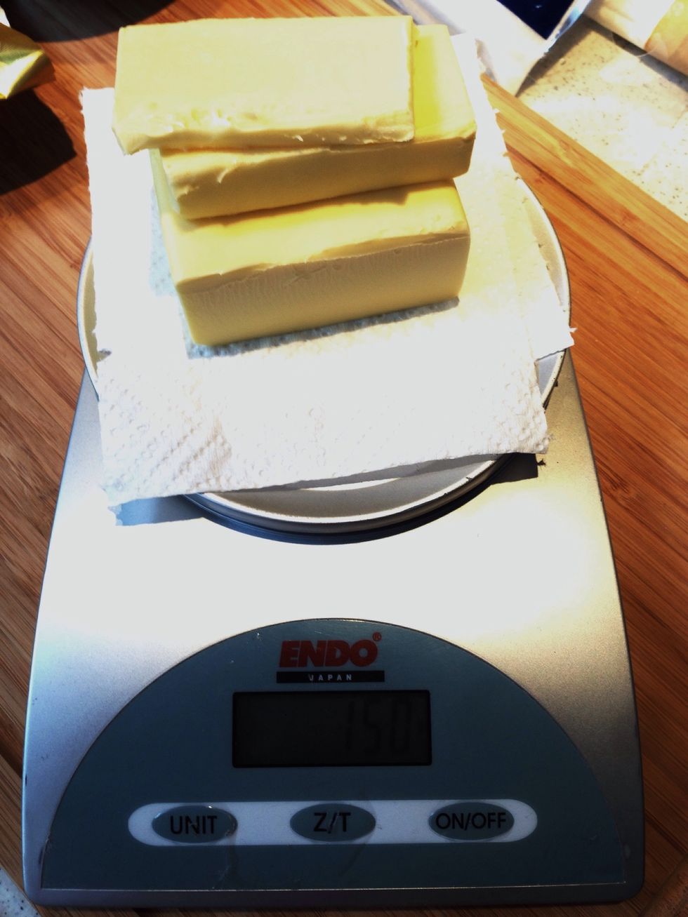 Weight the butter and cube them right after.