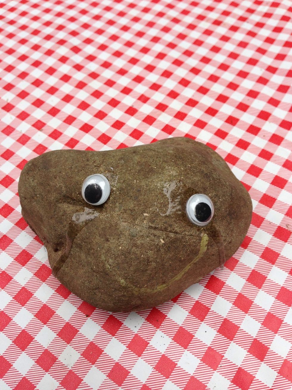 Welcome to our campsite! Meet "Rocky" ...A gift from my 5-year- old grandson, Sammy.