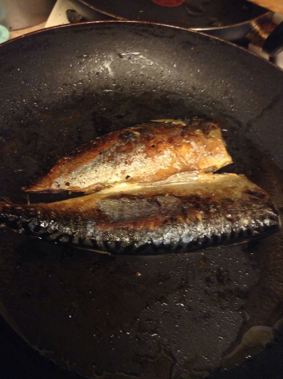 Well done fried Mackerel.