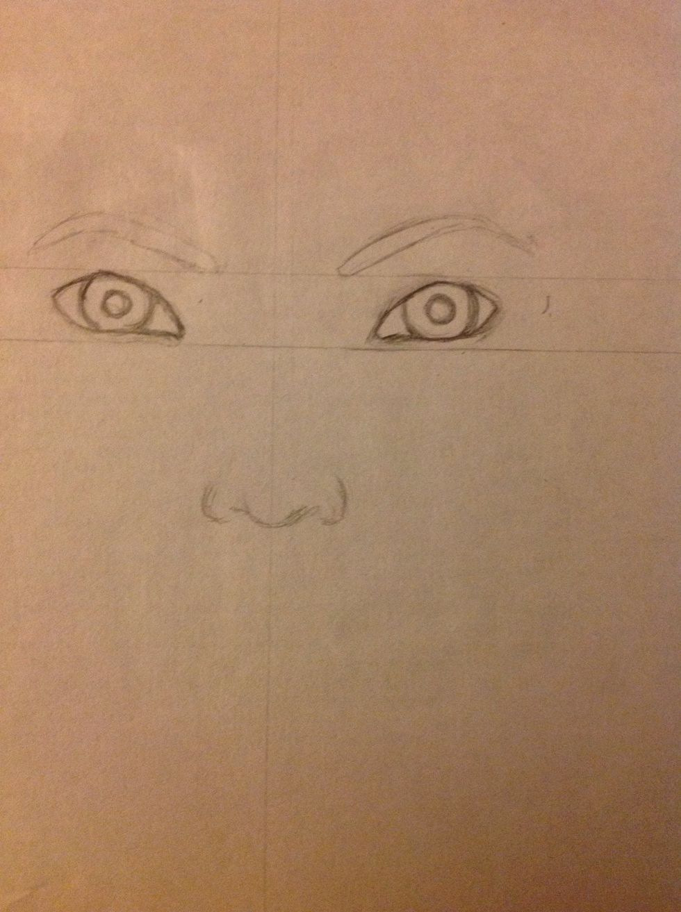 Well, we have finish the eyes. Don't worry about this, this is just an sketch and is not the important part. We have to focus in the smile.