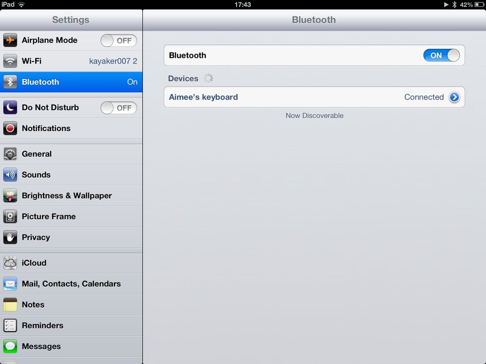 Wen your iPad finds your keyboard, a message will pop up asking you to type in a code on your keyboard so you can pair (or connect) it. Obviously, I've done mine already so no message for me.