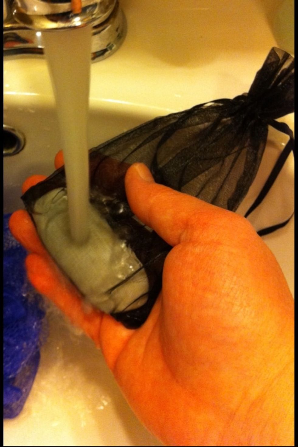 Wet Soap Sliver while in the Mesh Bag.