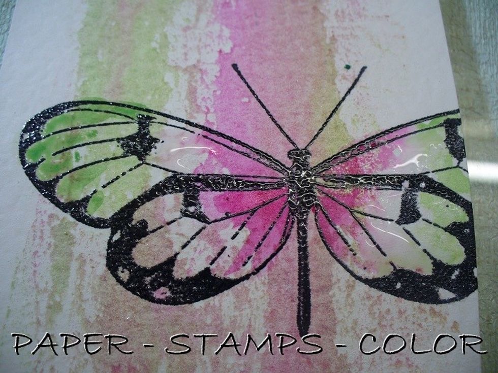 Wet the wings and color it with the Minx inks.