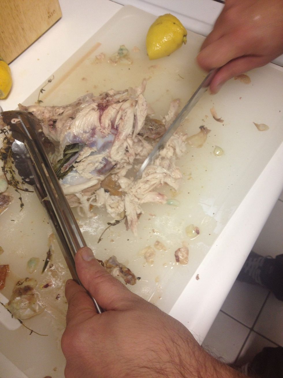 What ever is left on the Brest plate chop up to make shredded meat