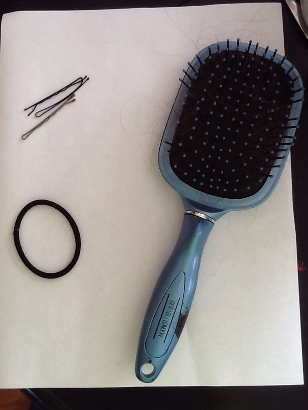 What you'll need: 1. Bobby pins 2. A brush 3. A hair tie 4. A person