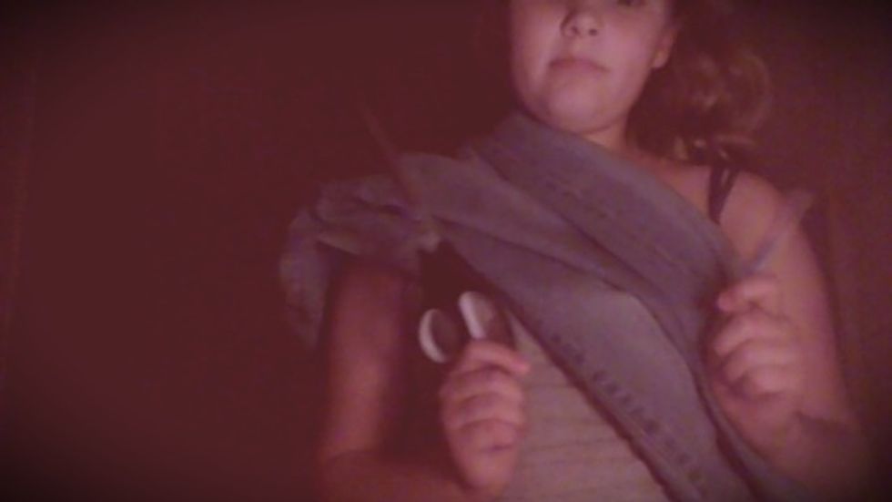 what you will need. sicoors, old pair pants, twesers