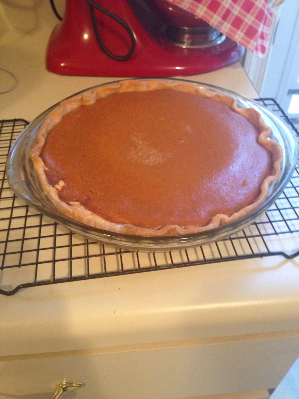 When 55 minutes are up, place the pie on a cooling rack and let it cool for 30 minutes.
