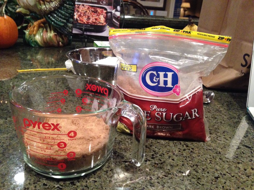 When adding your brown sugar, be sure to pack it down really tight.