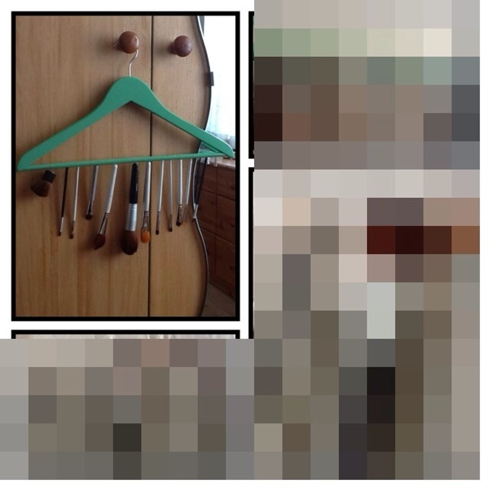 When all brushes are taped to the hanger, find a suitable place to hang it