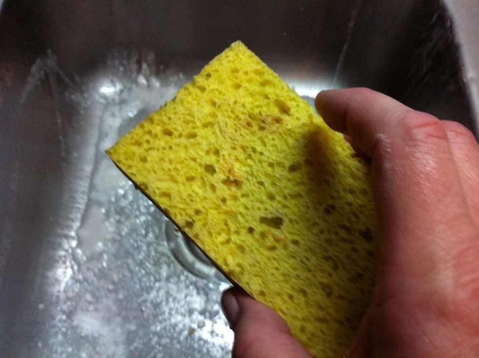 When all the edges are clean..Grab a scrubber sponge and get it wet.